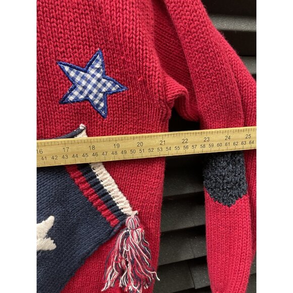 Marsh Landing Zip Front Cardigan Sweater Large Red White Blue Mitten Star USA - Picture 8 of 15